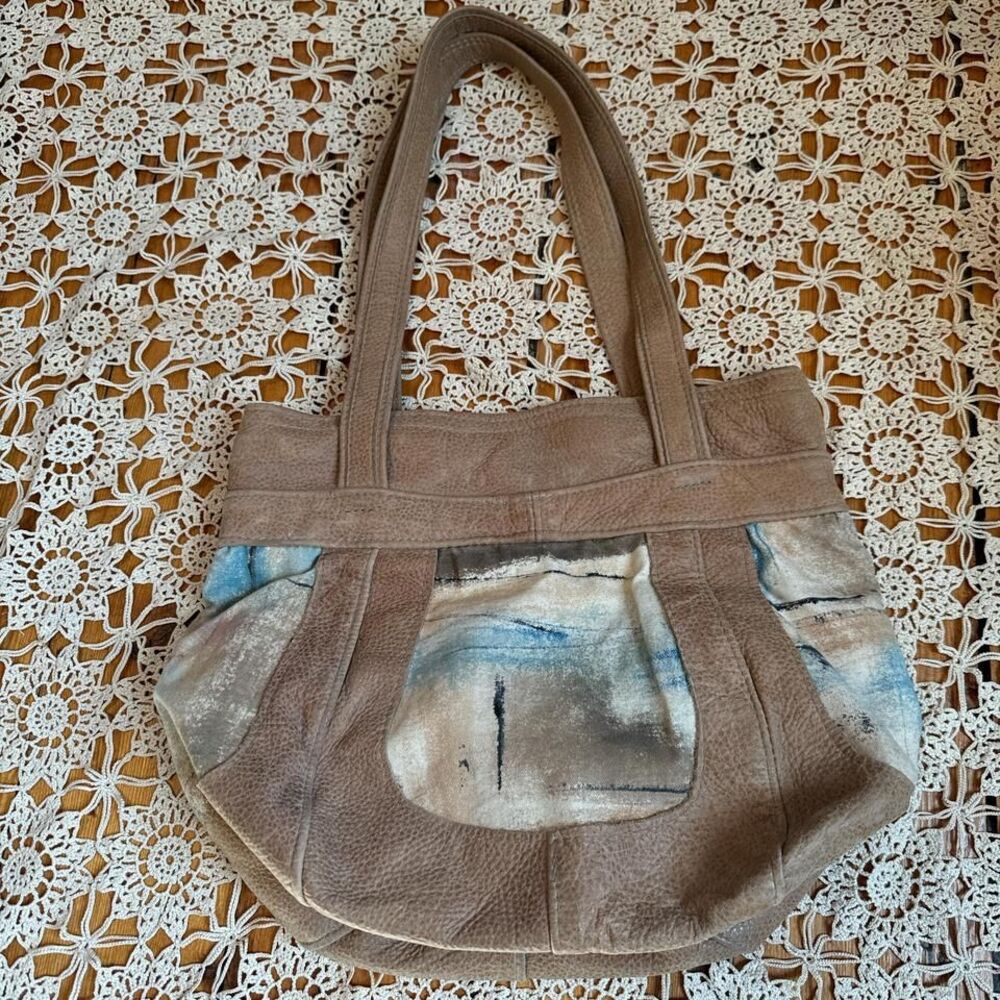 Hand painted Italian Leather patchwork Bag‎